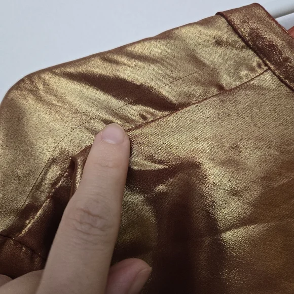 Anthropologie Copper Bronze Metallic Foil Blouse Size M - Picture 9 of 12